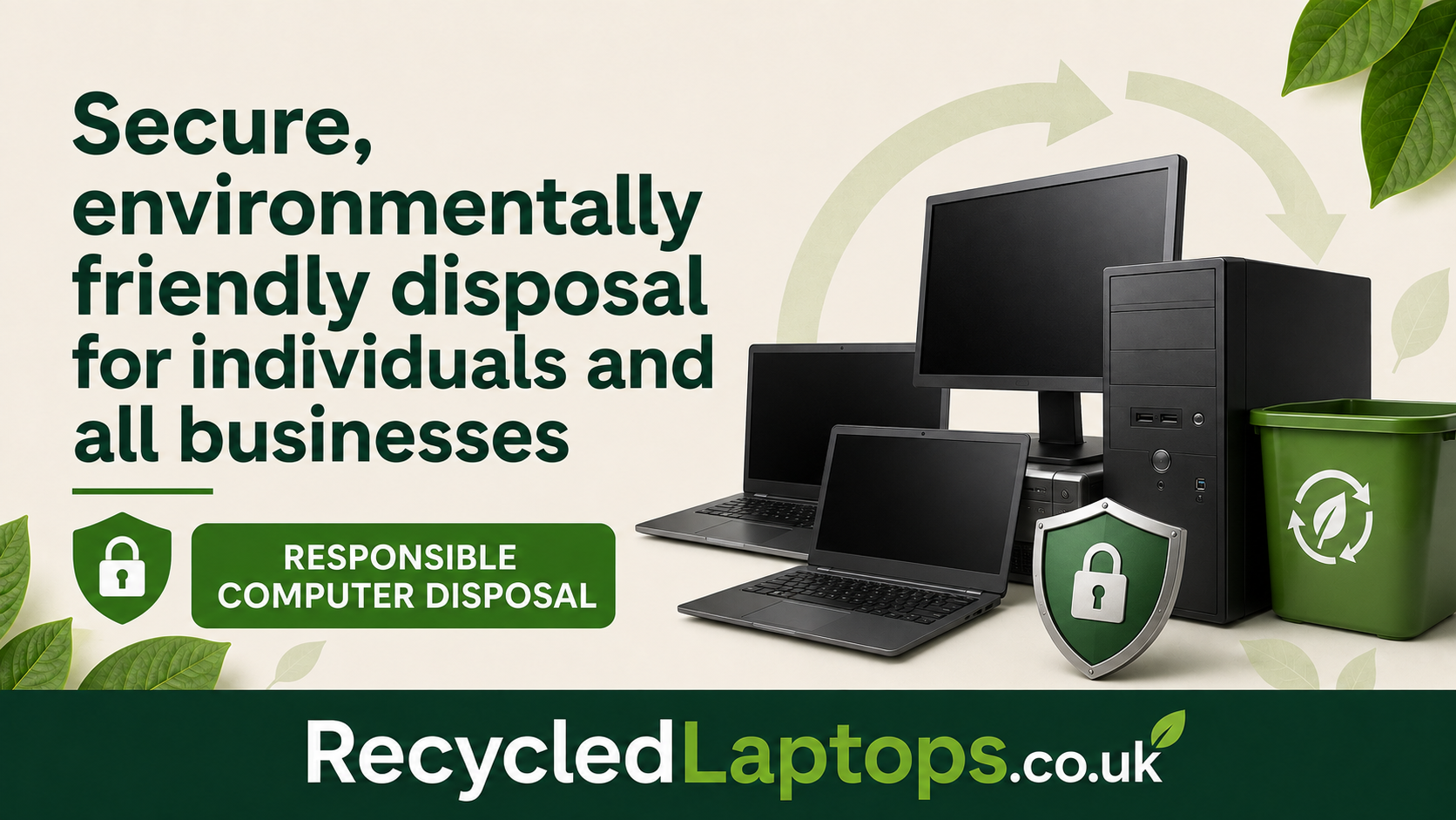 Secure environmentally friendly computer disposal for individuals and businesses